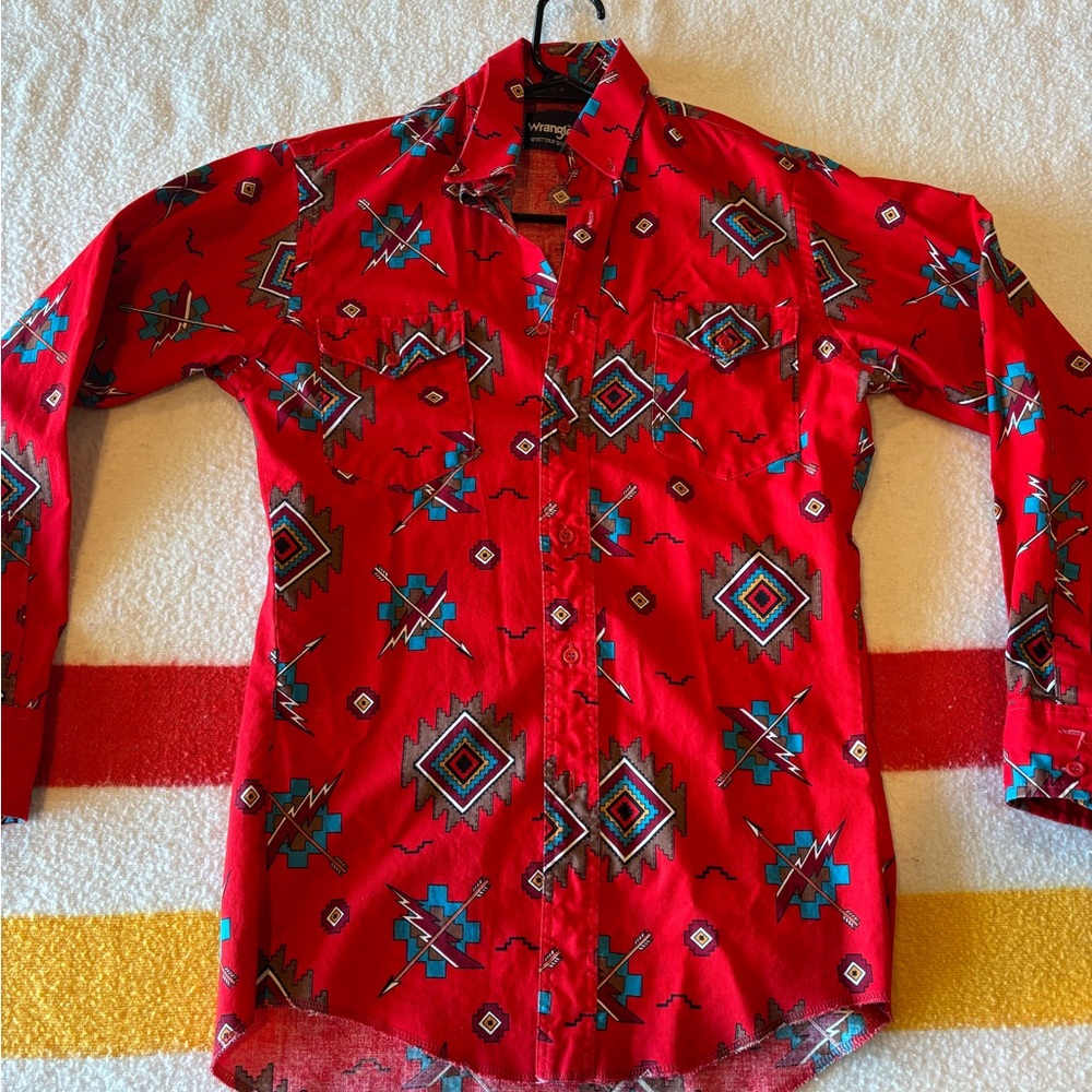 Vintage Wrangler Red Southwestern Print Men's Shirt